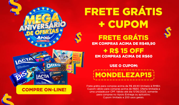 mondelez frete grátis + cupom 10/05 a 11/06
